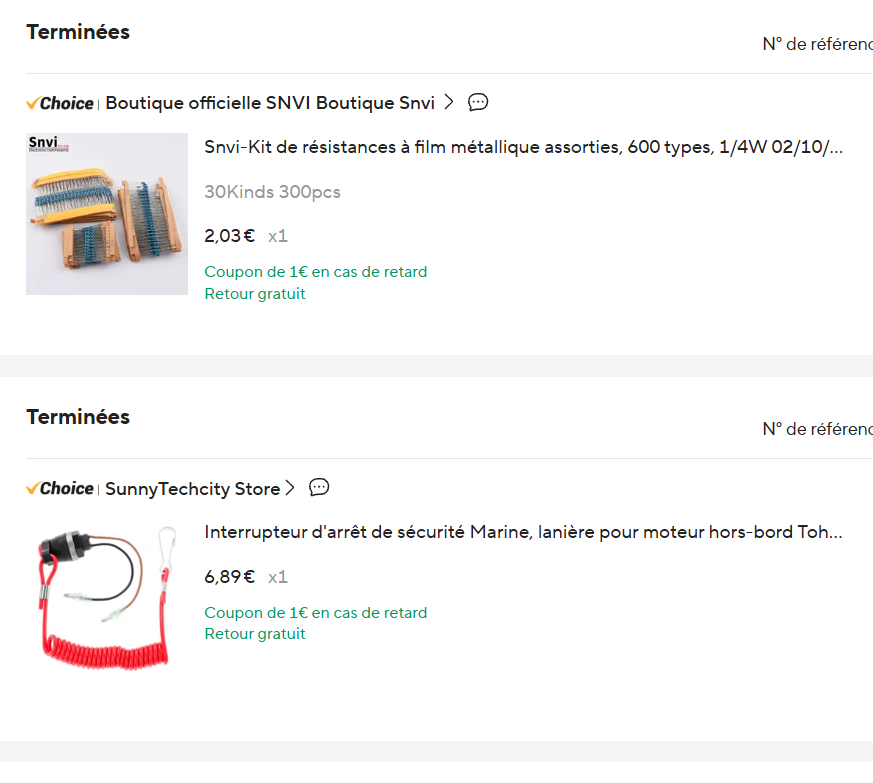 Capture d’achat 3 fournie par le propriétaire